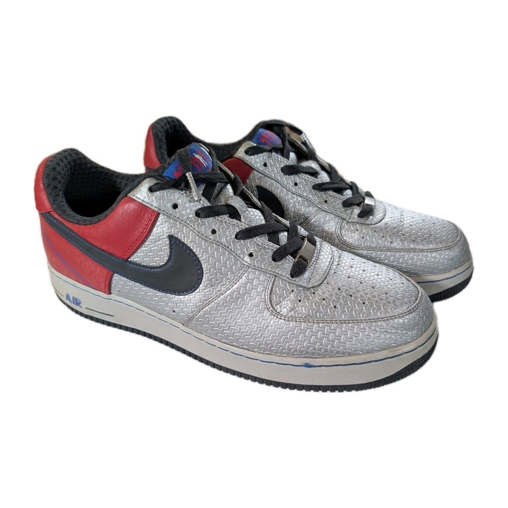 Nike Air Force 1 Low Premium 06 Silver Diamond Plate Red Navy 315090-001 Mens 13